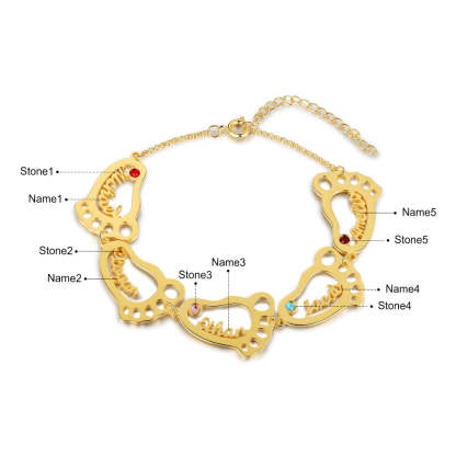 Personalized Baby Feet 5 Names 5 Stones Bracelet-Florence Scovel