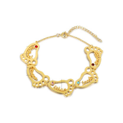 Personalized Baby Feet 5 Names 5 Stones Bracelet-Florence Scovel
