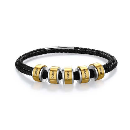 Personalized 5 Names Engraved Bead Men Bracelet-Florence Scovel