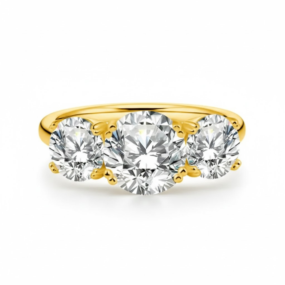 Moissanite 4ct Three Stone Prong Engagement Ring Copper Ring