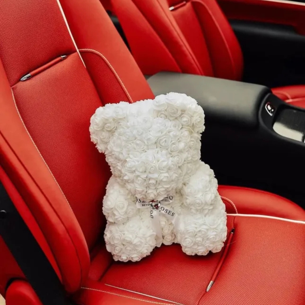 Flower Teddy Bear Gift Box With Ribbon