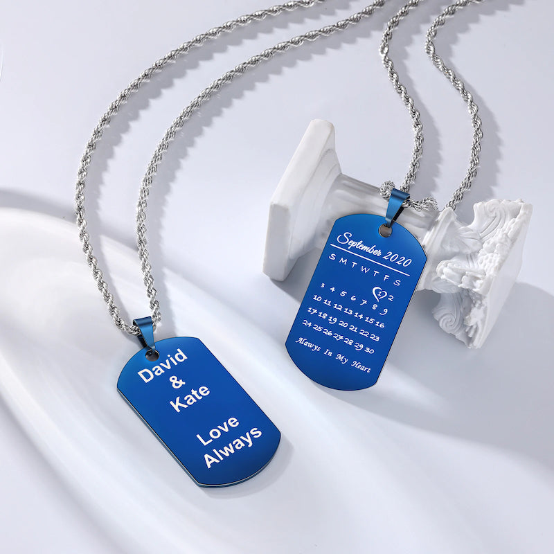Personalized Engraved Calendar 1 Date Men's Pendant-Florence Scovel