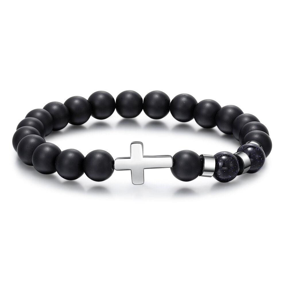Personalized 3 Name Beaded Cross Bracelets For Men-Florence Scovel