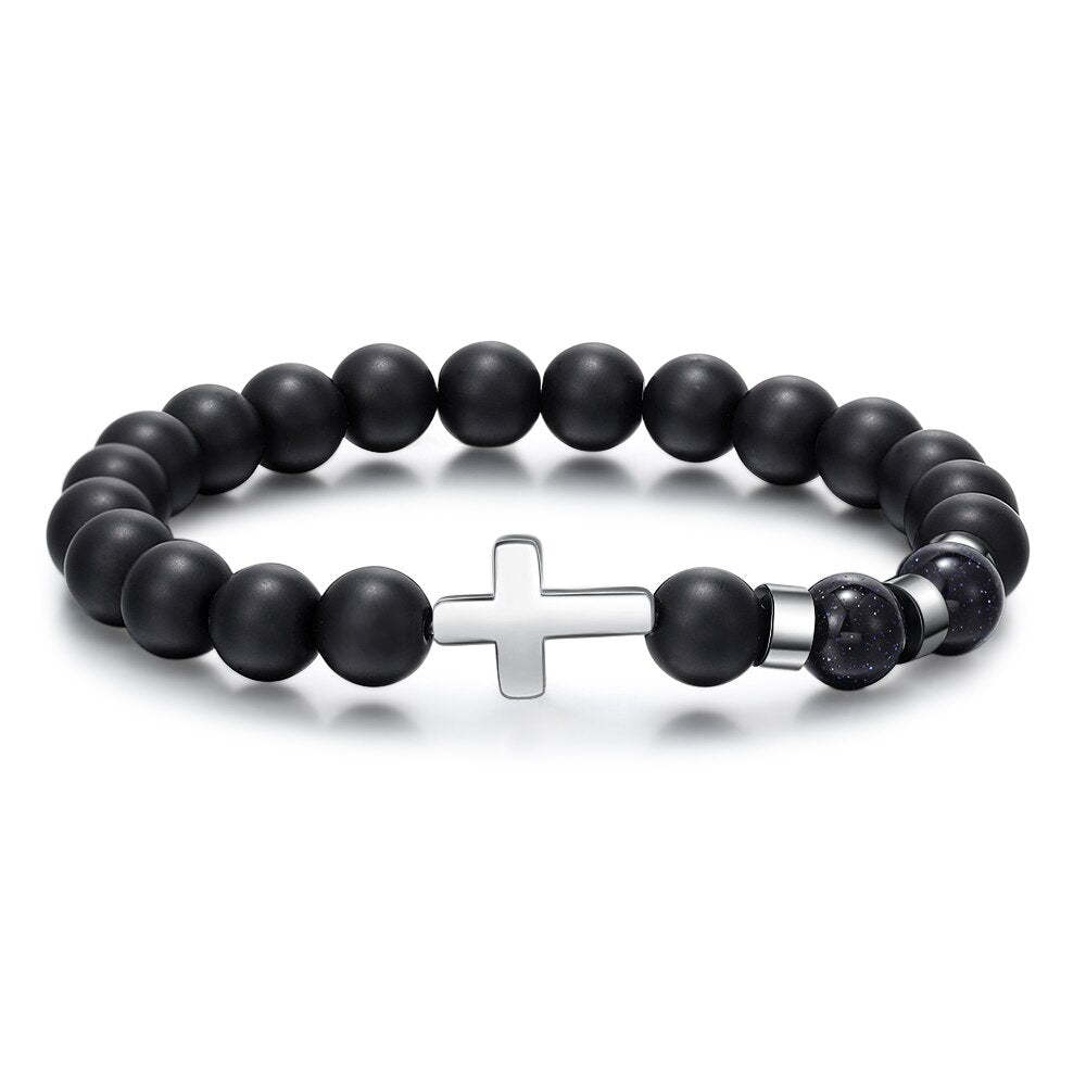 Personalized 3 Name Beaded Cross Bracelets For Men-Florence Scovel
