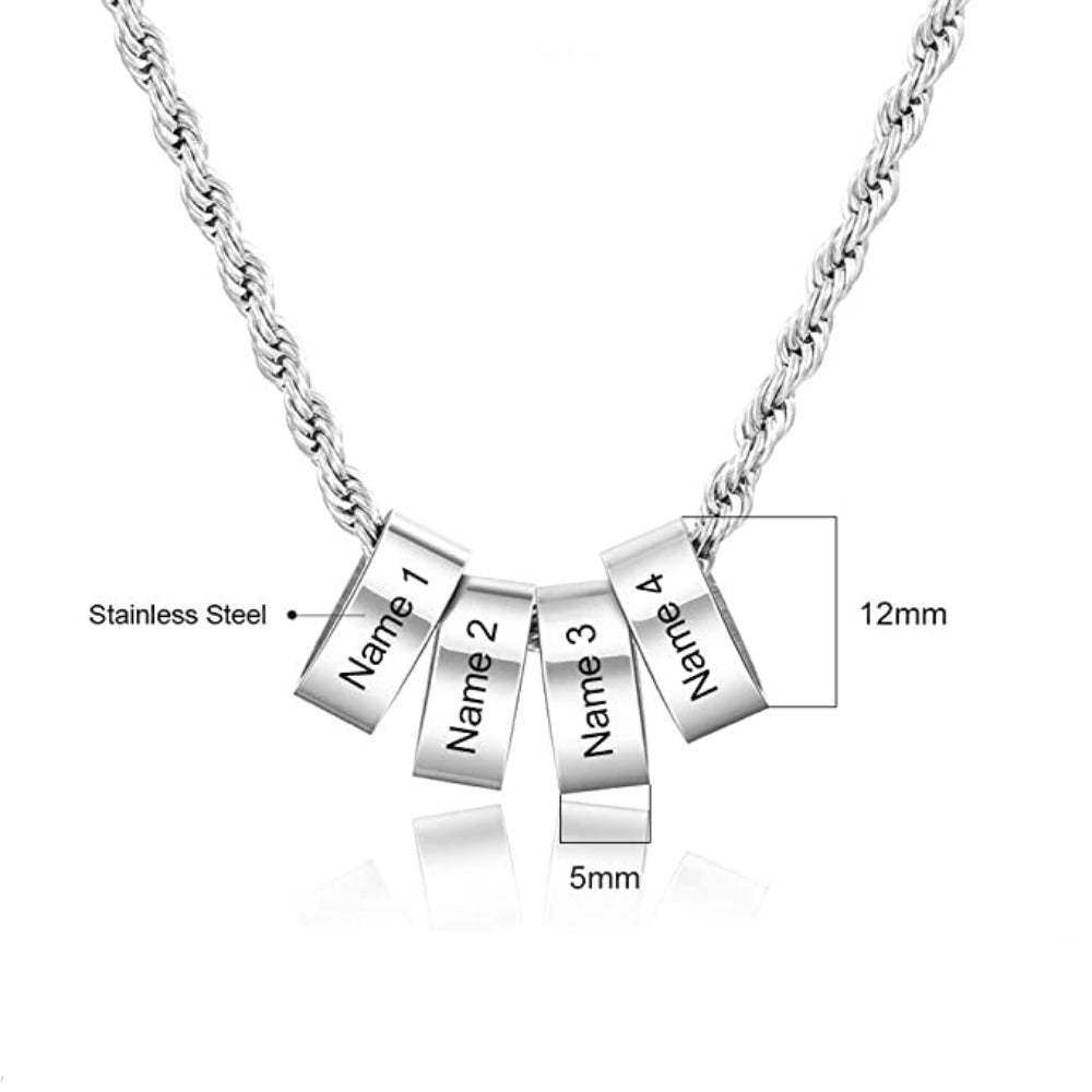 Personalized Engraving 4 Beads Name Charm Necklace for Men-Florence Scovel