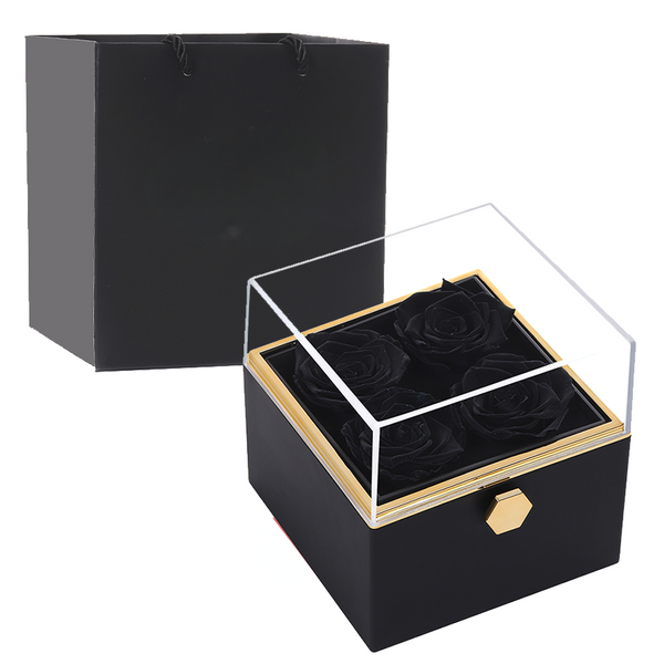 Gift box with rotating eternal rose