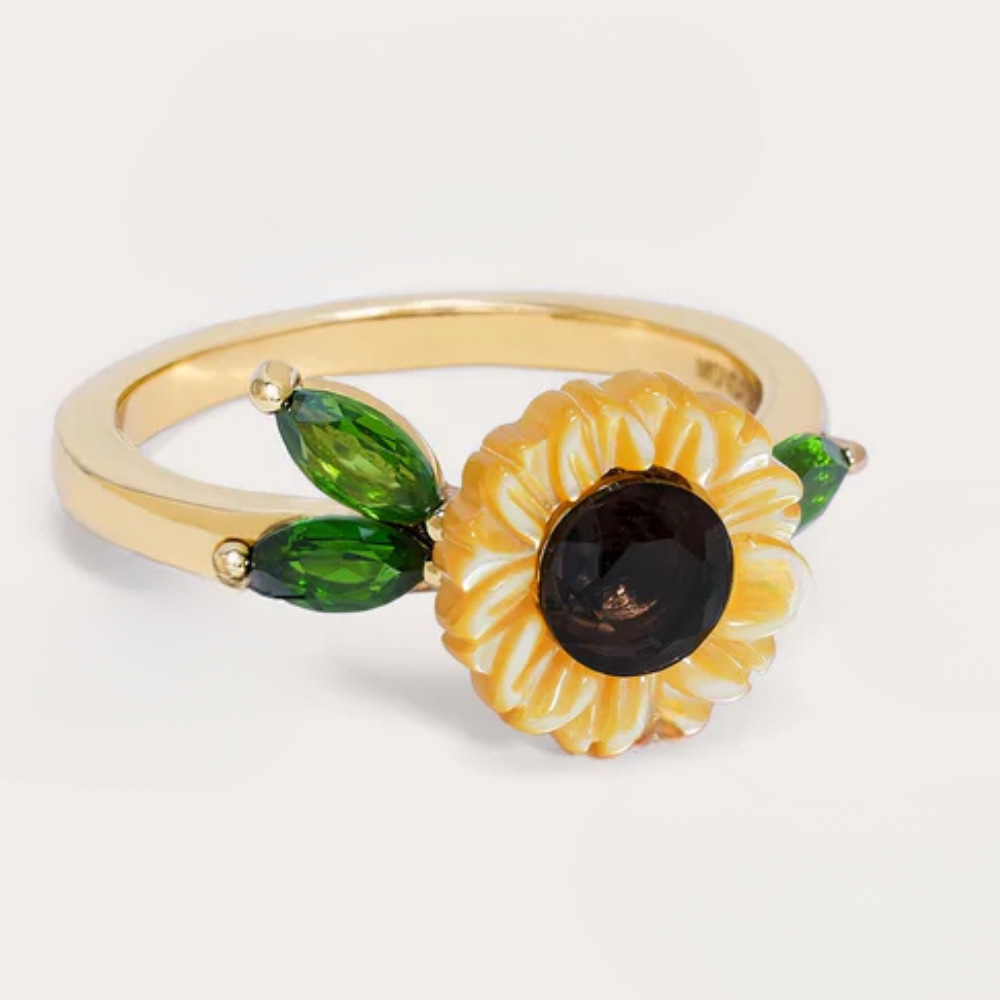 Floral Sunflower Themed Necklace And Ring