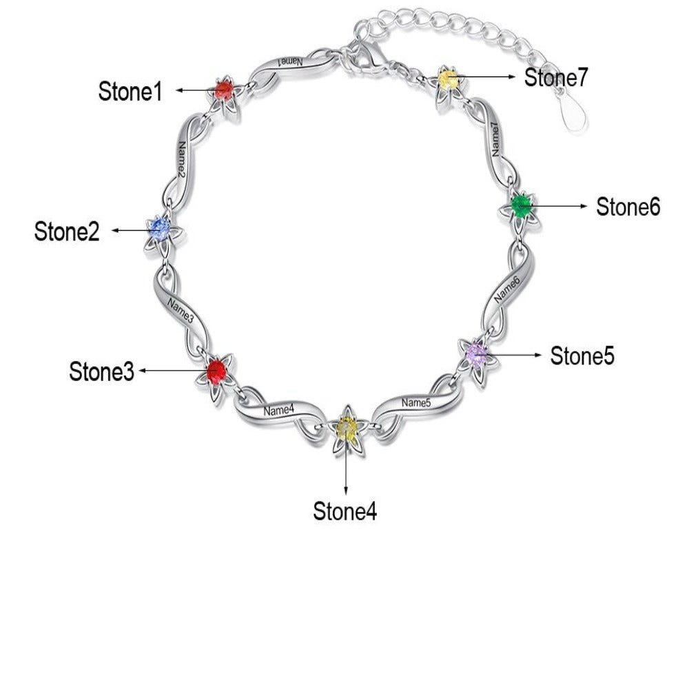 Personalized 7 Birthstone Flower Bracelets-Florence Scovel