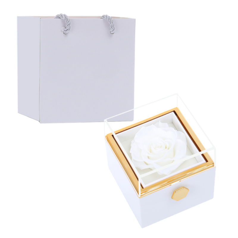 Gift box with rotating eternal rose