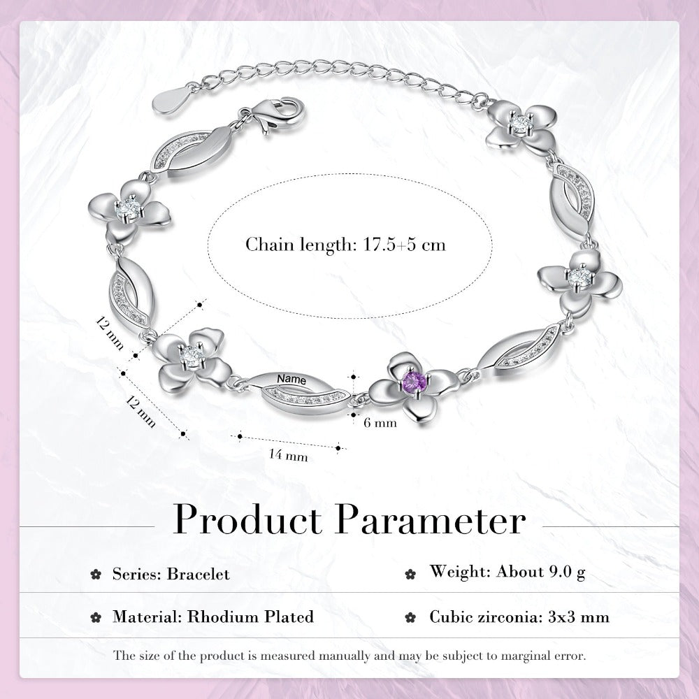 Customized Flower Bracelet With 4 Birthstones For Women-Florence Scovel
