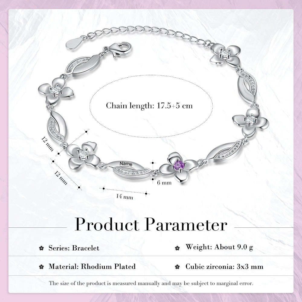 Customized Flower Bracelet With 4 Birthstones For Women-Florence Scovel