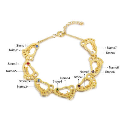 Personalized Baby Feet 7 Names 7 Stones Bracelet-Florence Scovel