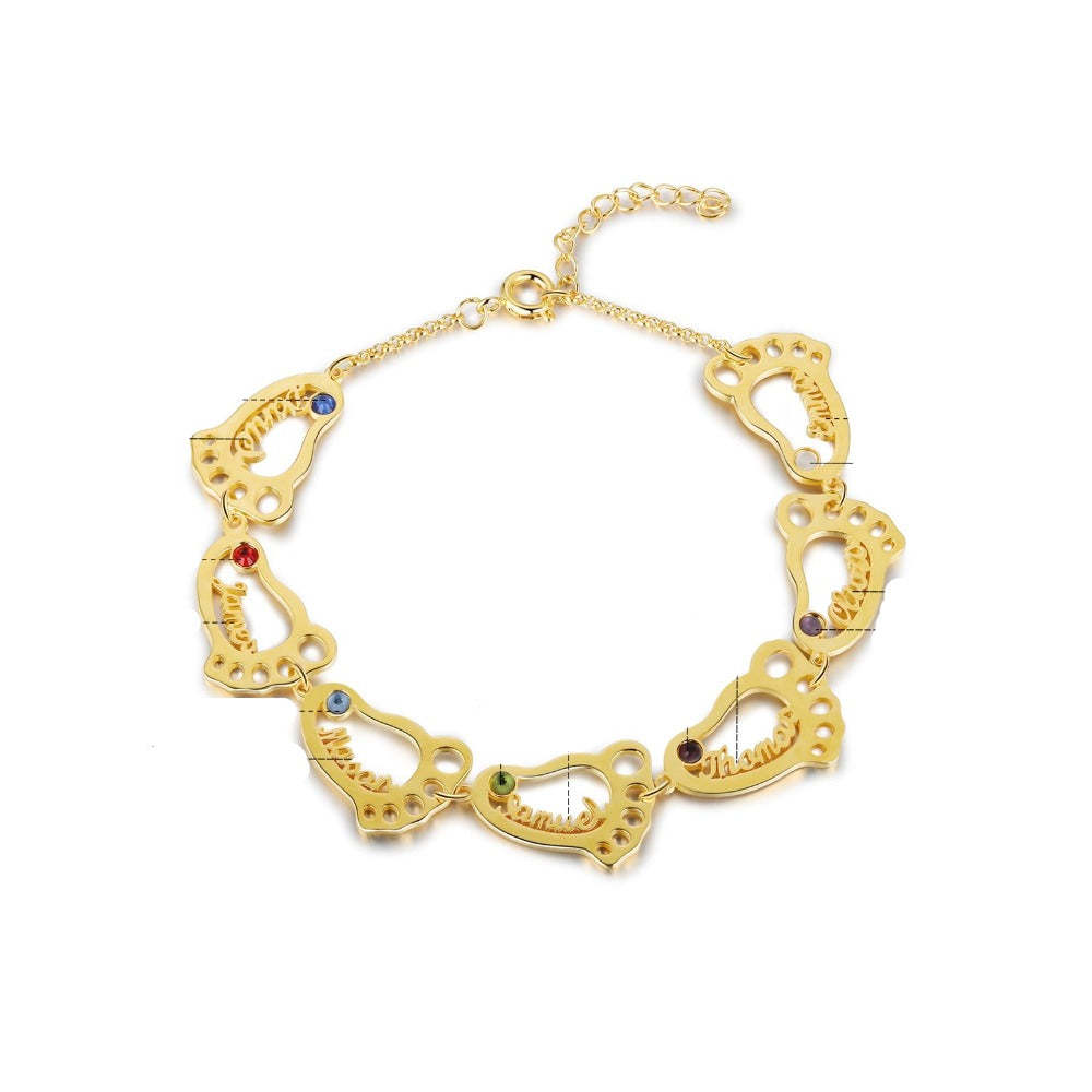 Personalized Baby Feet 7 Names 7 Stones Bracelet-Florence Scovel