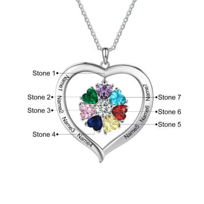 Personalized Heart-Shaped Necklace Of 7 Stones-Florence Scovel