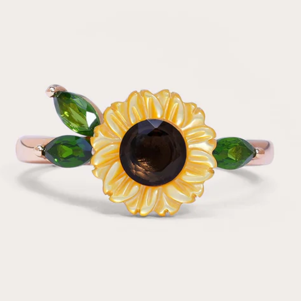 Floral Sunflower Themed Necklace And Ring