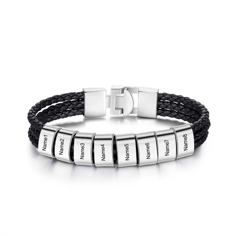 3 Layer Braided Leather Bracelets With 8 Names For Men-Florence Scovel