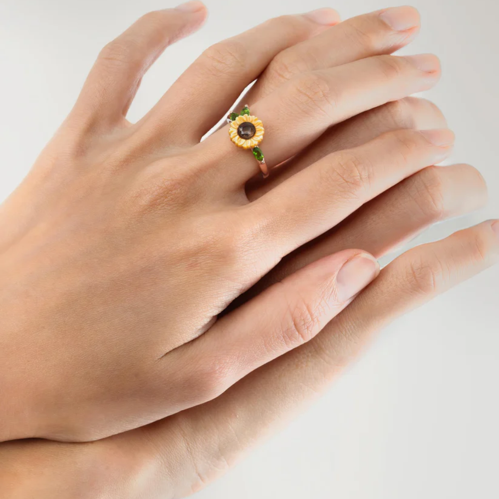 Floral Sunflower Themed Necklace And Ring