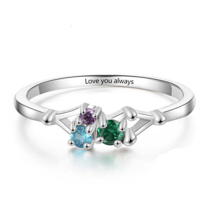 Sterling Silver Personalized Rings With 3 Birthstones-Florence Scovel