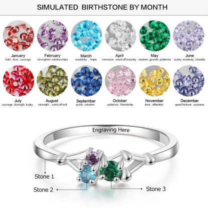 Sterling Silver Personalized Rings With 3 Birthstones-Florence Scovel