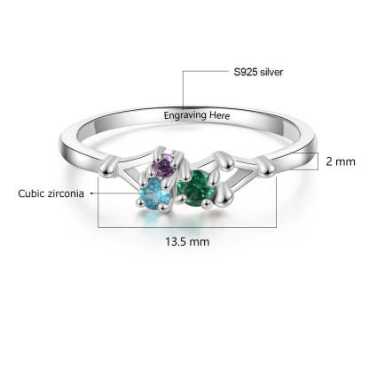 Sterling Silver Personalized Rings With 3 Birthstones-Florence Scovel