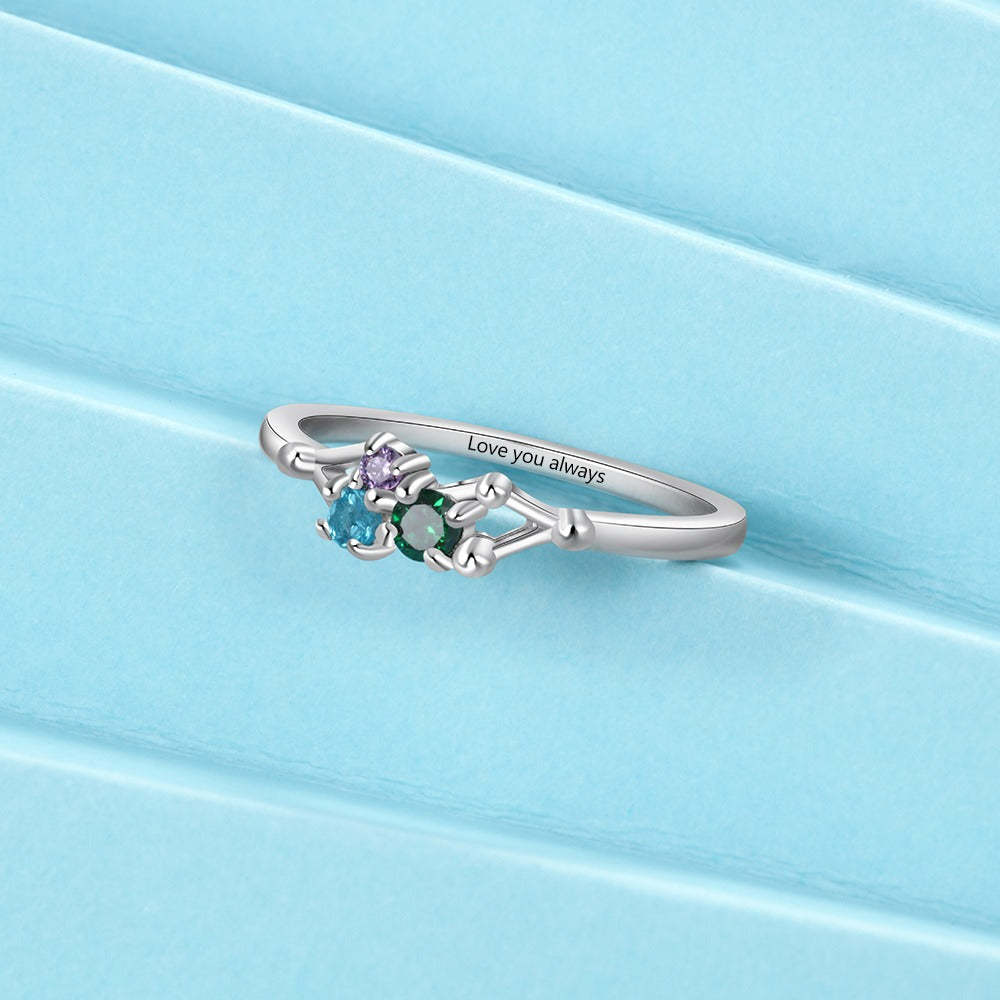 Sterling Silver Personalized Rings With 3 Birthstones-Florence Scovel