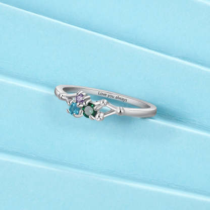 Sterling Silver Personalized Rings With 3 Birthstones-Florence Scovel