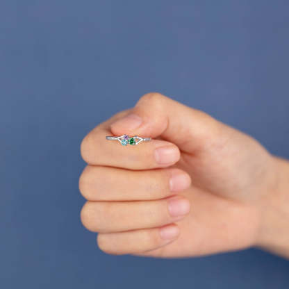 Sterling Silver Personalized Rings With 3 Birthstones-Florence Scovel