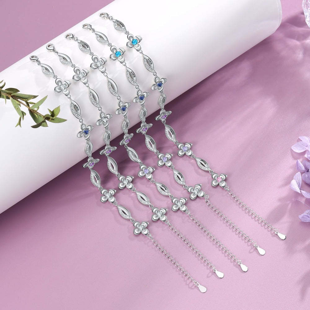 Customized Flower Bracelet With 4 Birthstones For Women-Florence Scovel
