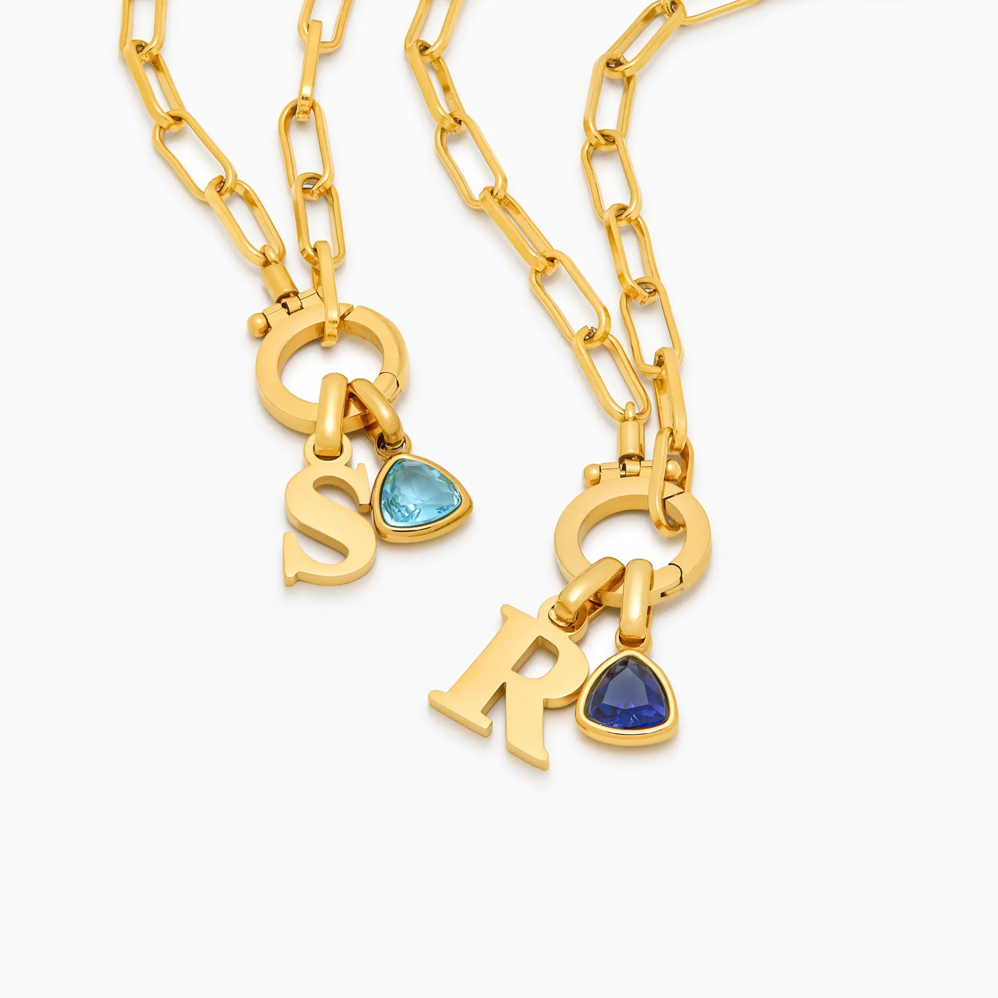 Birthstone Initial Charm Necklace