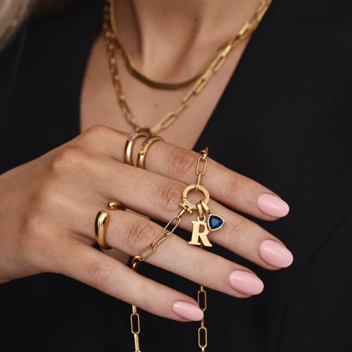 Birthstone Initial Charm Necklace