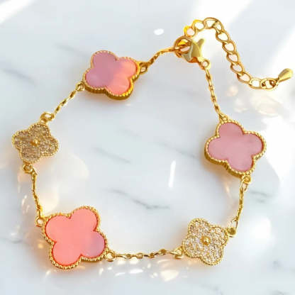 Rose Gold Floral Bracelet With Crystals Ideal For Mothers Day-Florence Scovel