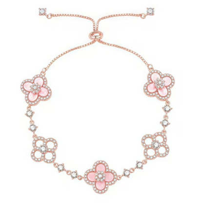 Rose Gold Floral Bracelet With Crystals Ideal For Mothers Day-Florence Scovel