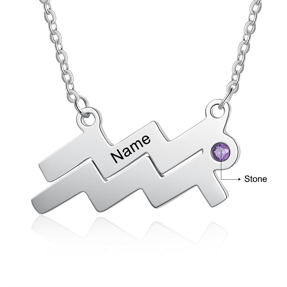 Personalized 1 Name 1 Stone Horoscope Necklace-Florence Scovel