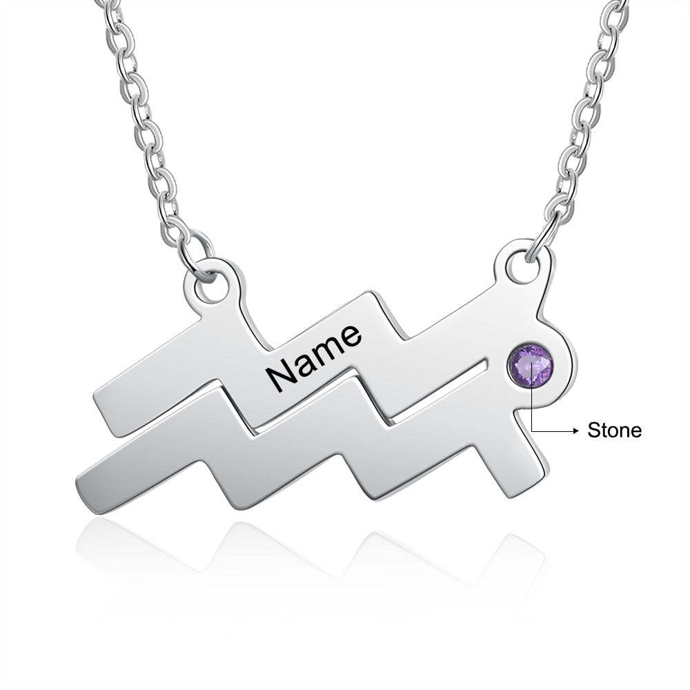 Personalized 1 Name 1 Stone Horoscope Necklace-Florence Scovel