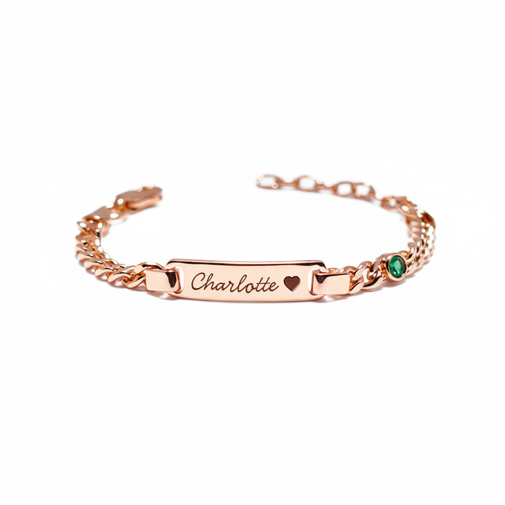 Personalized Baby Name Bracelet With Birthstone Design
