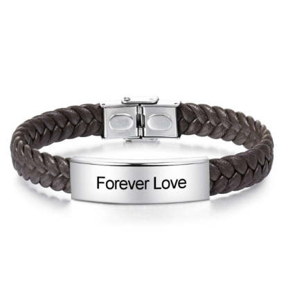Personalized Engraved Stainless Steel Bar Bracelets For Men-Florence Scovel