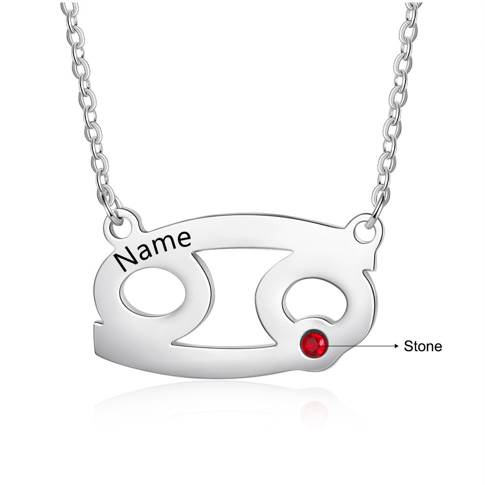 Personalized 1 Name 1 Stone Horoscope Necklace-Florence Scovel