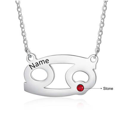 Personalized 1 Name 1 Stone Horoscope Necklace-Florence Scovel