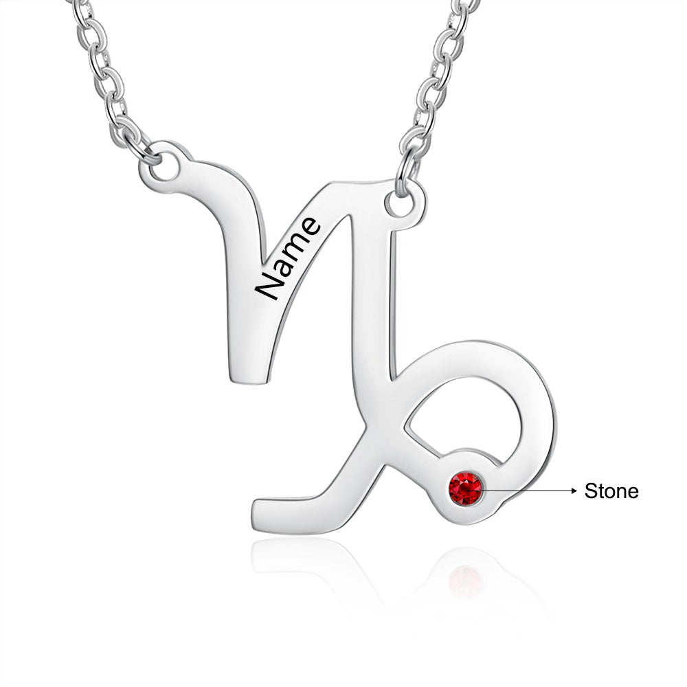 Personalized 1 Name 1 Stone Horoscope Necklace-Florence Scovel