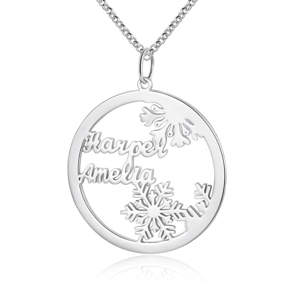 Personalized 2 Names Snowflake Necklaces Pendants-Florence Scovel
