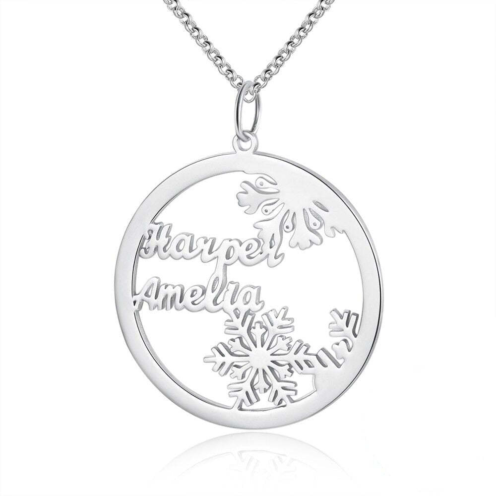Personalized 2 Names Snowflake Necklaces Pendants-Florence Scovel
