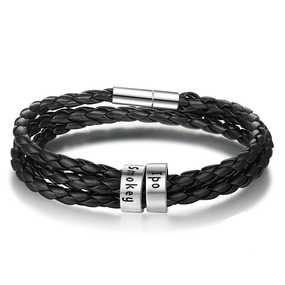 Personalized Leather Bracelet With 2 Names-Florence Scovel
