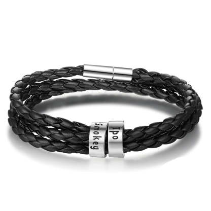 Personalized Leather Bracelet With 2 Names-Florence Scovel