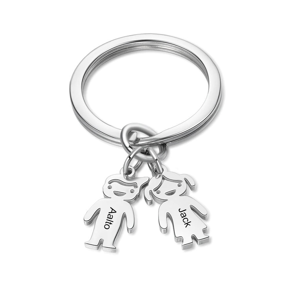 Customized 2 Names Stainless Steel Children Charm Keychain-Florence Scovel
