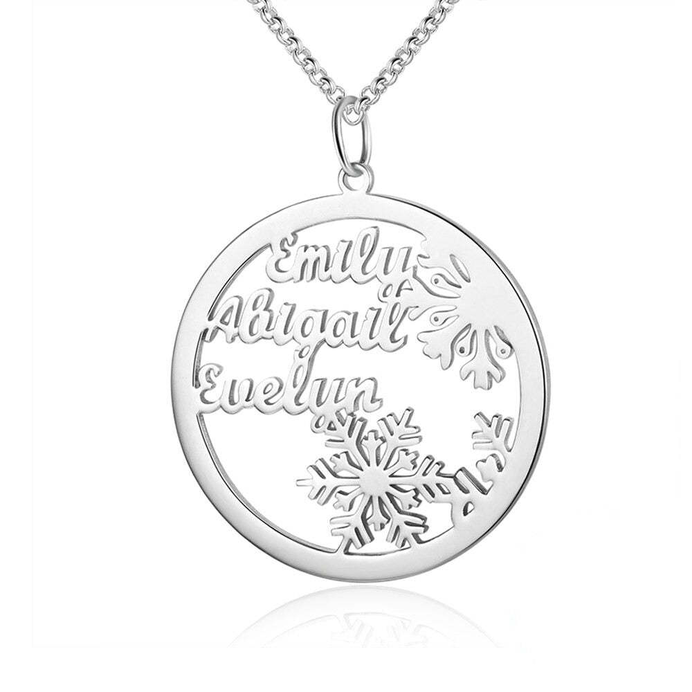 Personalized 3 Names Snowflake Necklaces Pendants-Florence Scovel