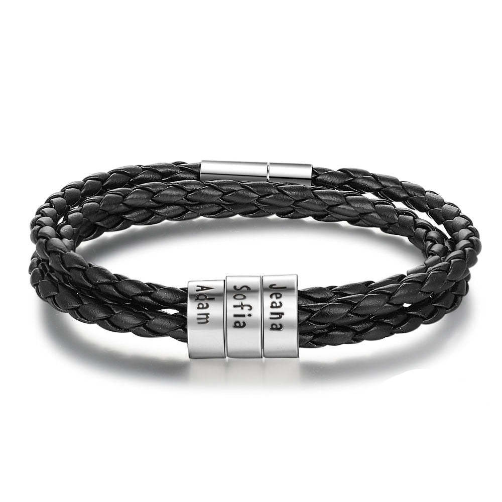 Sterling Silver Personalized Men Bracelet With 3 Names-Florence Scovel