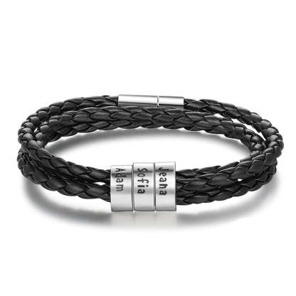 Sterling Silver Personalized Men Bracelet With 3 Names-Florence Scovel