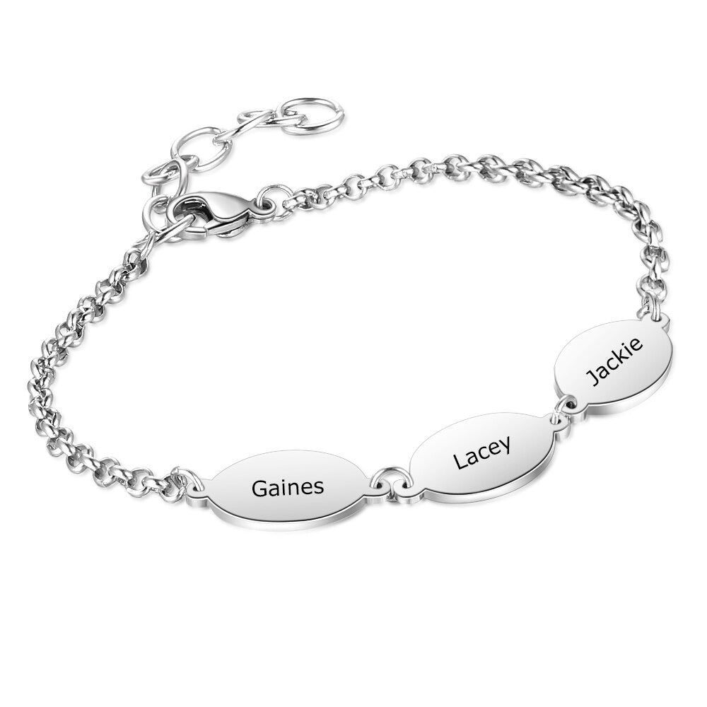 Personalized Oval Design 3 Names Chain Bracelets-Florence Scovel