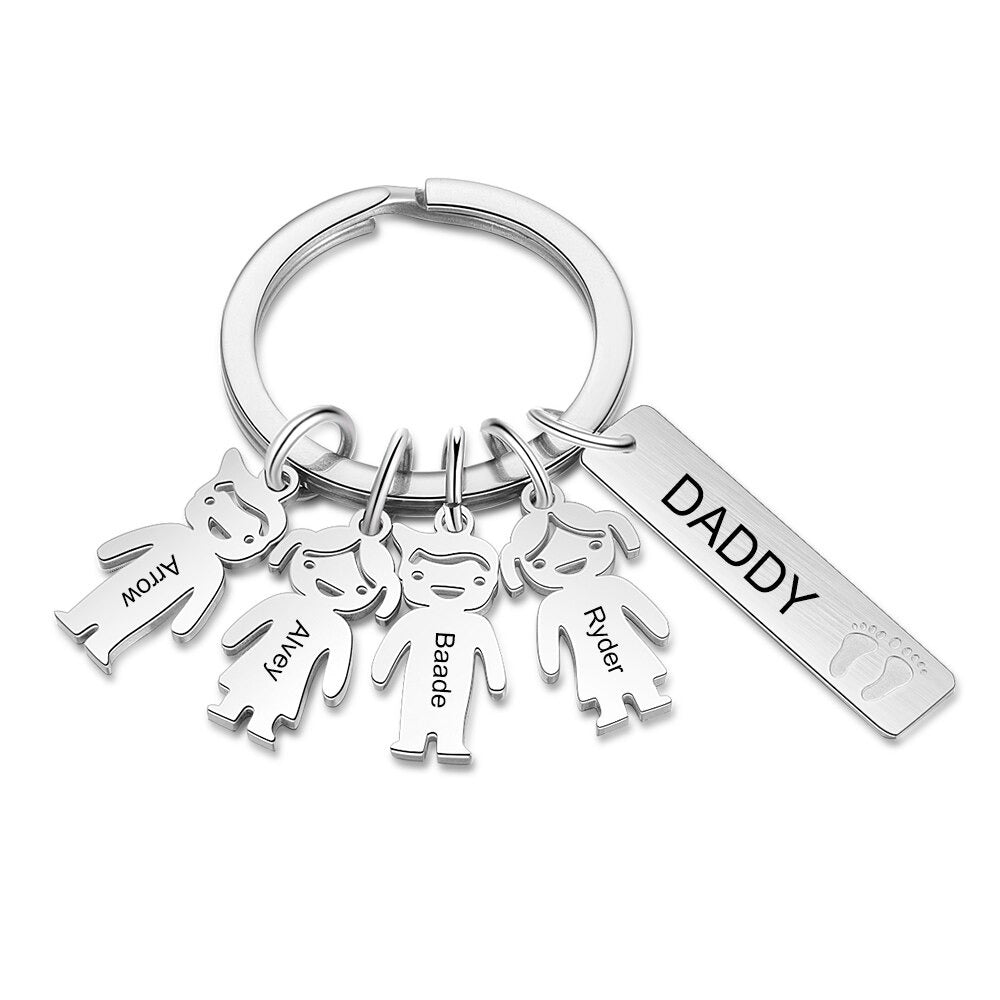 Customized Name Boy Girl Keychains With 4 Names-Florence Scovel