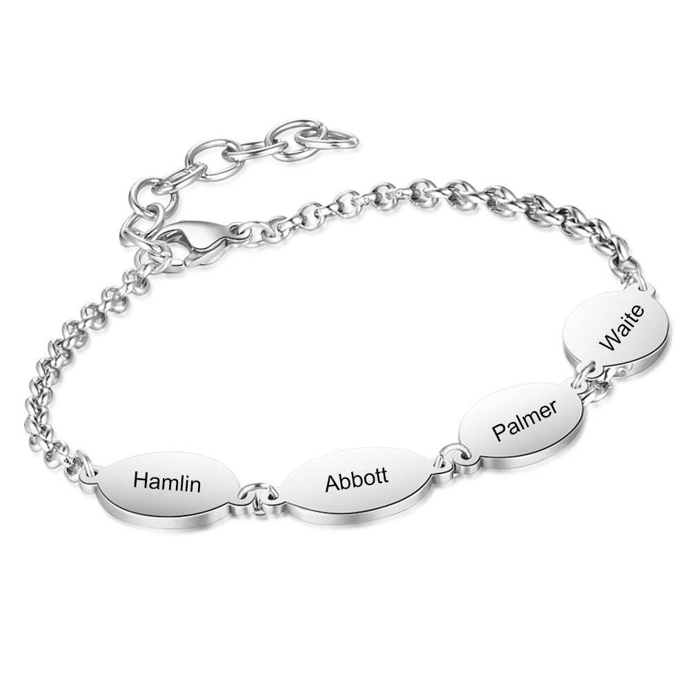 Personalized Oval Design 4 Names Chain Bracelets-Florence Scovel